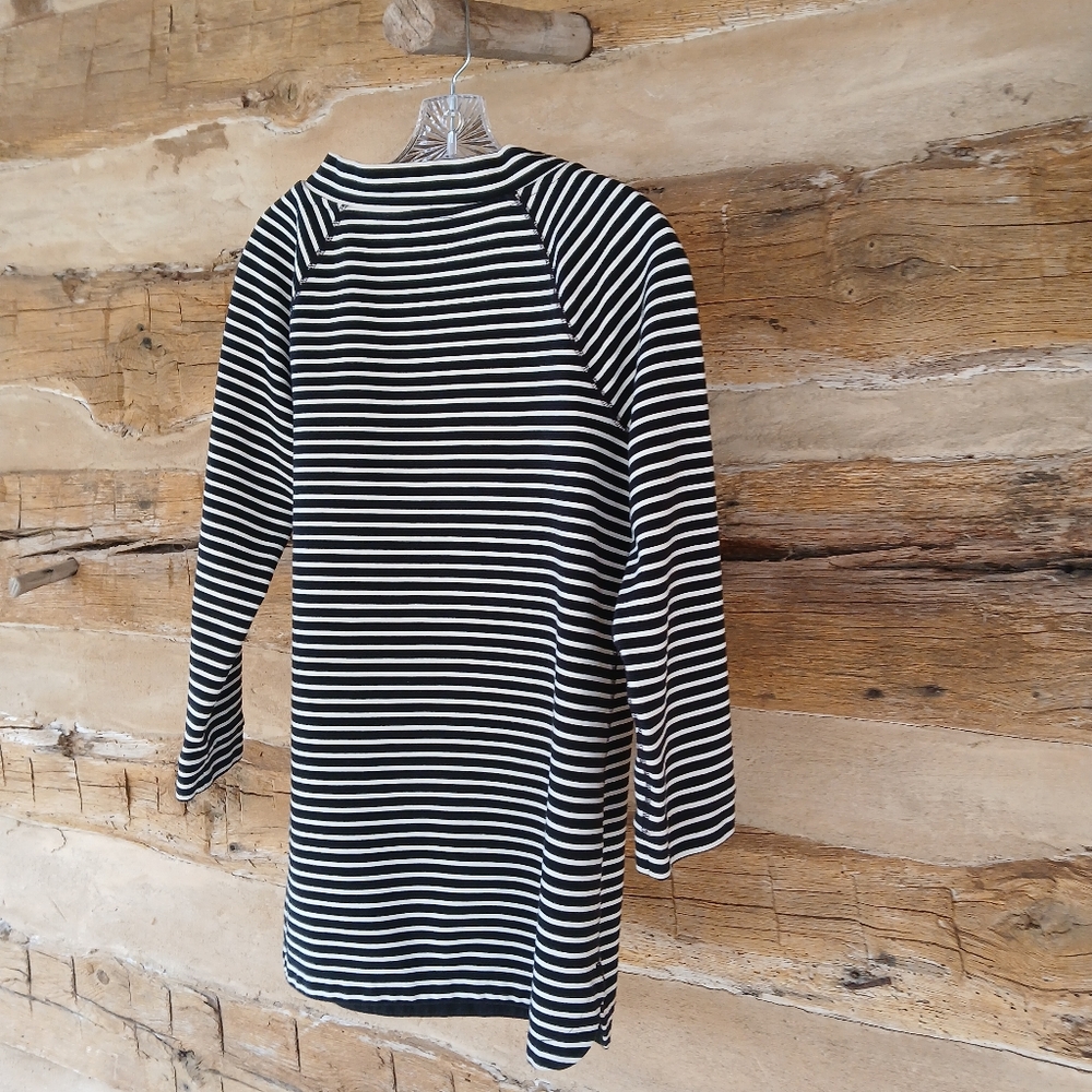 Lands' End Black Striped Raglan Sleeve Tunic Medium - Picture 8 of 10
